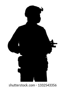 Special force soldier silhouette vector, people on white background