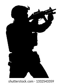 Special force soldier silhouette vector, people on white background