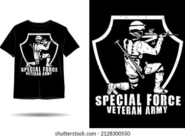 Diseño de camisetas con silueta de veterano de la fuerza especial