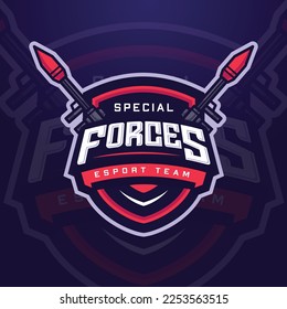 Special Forces E-sports Logo Template with Bazooka for Game Team or Gaming Tournament