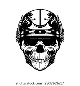 Special forces head protection helmet with skull ghost style. Protective gear against bullets in warfare