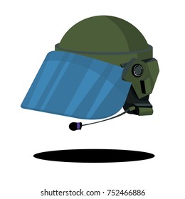 special forces helmet Zeleny with glass and microphone . Icon. Vector.