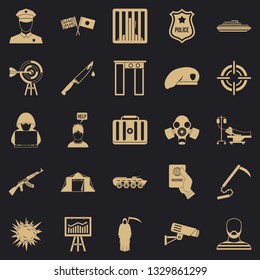 Special forces icons set. Simple set of 25 special forces icons for web for any design