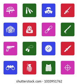 Special Forces Icons. White Flat Design In Square. Vector Illustration. 