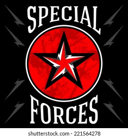 Emblema militar de las fuerzas especiales. Ilustración vectorial