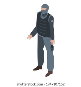 Icono de policía de las fuerzas especiales. Isométrico del icono vectorial de las fuerzas especiales para el diseño web aislado en fondo blanco