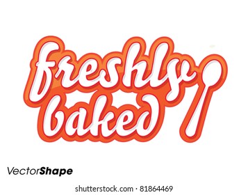 'Special freshly baked food stamp sticker with baking spoon vector illustration