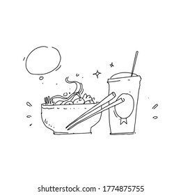 special fried noodle hand drawn