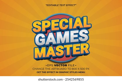 Special games master text effect editable vector 3d for game