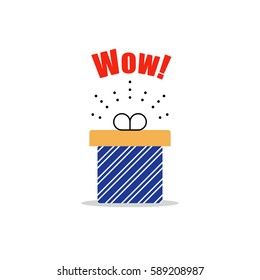 Special gift box, best present idea concept, creative perfect gift, surprise box package, reward icon, vector flat illustration