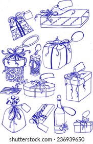 special gift boxes, sketch vector