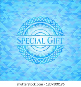 Special Gift light blue emblem with triangle mosaic background
