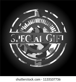 Special Gift on grey camo texture