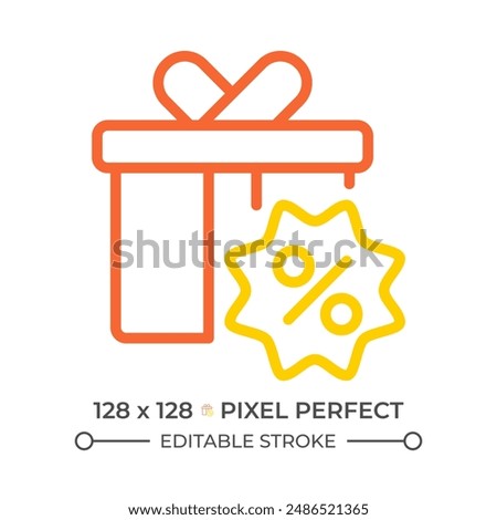 Special gift two color line icon. Promo offer. Sale. Discount offers and special promotions bicolor outline symbol. Duotone linear pictogram. Isolated illustration. Editable stroke