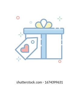 Ilustración especial del vector de regalo. Icono de color de esquema relleno.