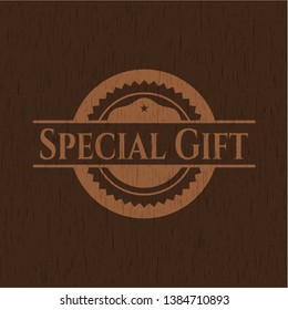 Special Gift wood icon or emblem. Vector Illustration.