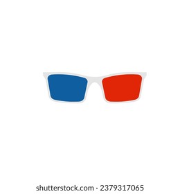 Special glasses for viewing 3d video. Protective cinema accessory with red and blue lenses for comfortable trip to cinema with convenient vector pastime
