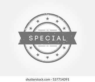 special. gray stamp sign