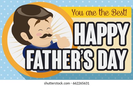 Special greeting card with cute smiling dad design for Father's Day Celebration