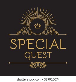 Special Guest Vignette. Black and Gold Trendy Mono Line Design template. Vector illustration 