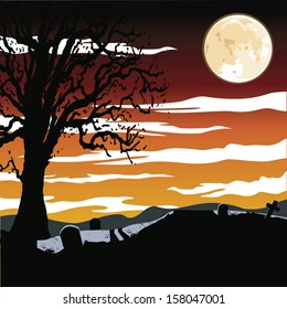 special halloween background with different terror objects