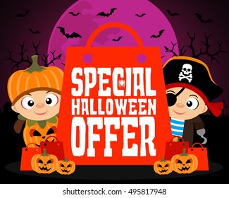 Special Halloween offer design background.Vector illustration