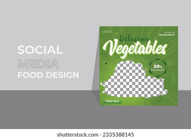 Special healthy food vegetable promotion social media post design template.