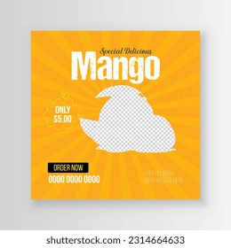 Frutos de mango especiales y saludables plantilla de publicación en medios sociales con un diseño de estilo minimalista y simple para tu negocio