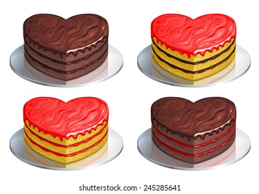 special heart shape cakes, chocolate and strawberry mixed flavours