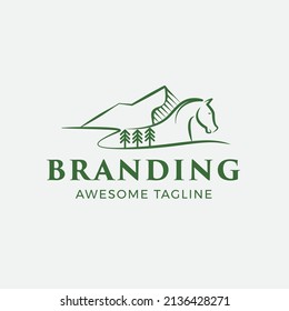 Special Horse and Mountain Logo Template