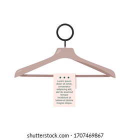 Percha especial de ropa de hotel. Perchas cerradas con ilustración de la etiqueta de papel.