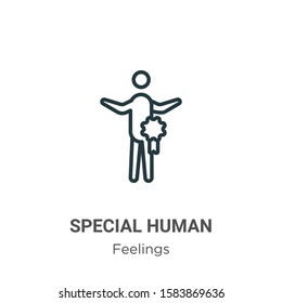Special human outline vector icon. Thin line black special human icon, flat vector simple element illustration from editable feelings concept isolated on white background