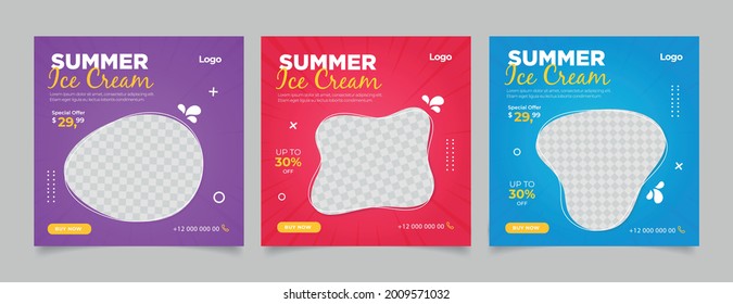 Special ice cream menu promotion social media post banner template	