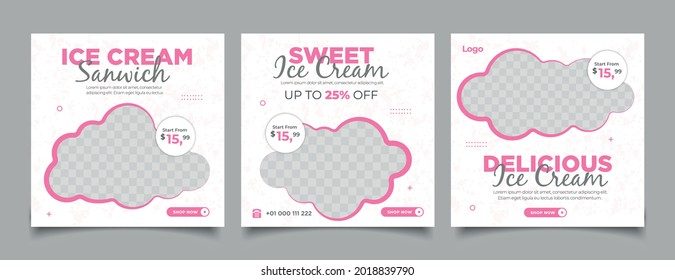 Special ice cream menu promotion social media post banner template	