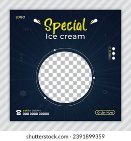 Special ice cream social media post banner template design