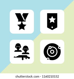 special icon. 4 special set with war, soldiers and a weapon, military and army vector icons for web and mobile app