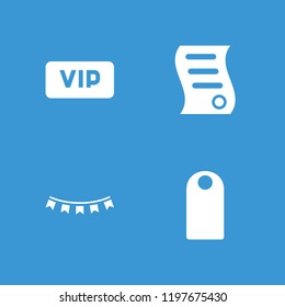 Special icon. collection of 4 special filled icons such as bill of house sell, vip, tag. editable special icons for web and mobile.