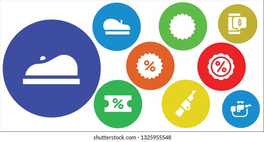 special icon set. 9 filled special icons.  Simple modern icons about  - Beret, Coupon, Rifle, Discount