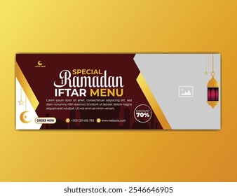 Menú iftar especial ramadán facebook portada Anuncio diseño 