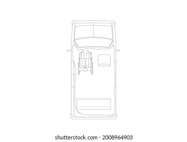 Special in-car view sketch vector design for one-place wheelchair users