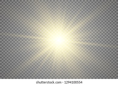 Special lens flash, light effect. The flash flashes rays and searchlight. illust.White glowing light. Beautiful star Light from the rays. The sun is backlit. Bright beautiful star. Sunlight. Glare.