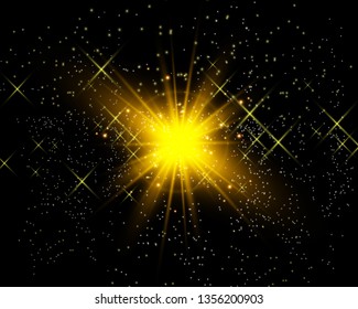 Special lens flash, light effect . White glowing light. Beautiful star Light from the rays. The sun is backlit. Bright beautiful star. Sunlight. Glare.