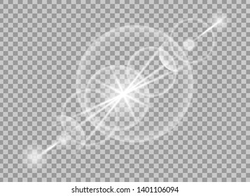 Special lens flash light effect. Glow light effect. Realistic highlight on transparent background. Sunshine.