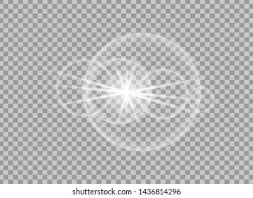 Special lens flash light effect. Glow light effect. Realistic highlight on transparent background. Sunshine.