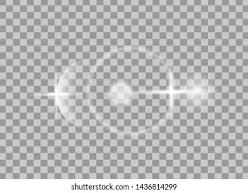 Special lens flash light effect. Glow light effect. Realistic highlight on transparent background. Sunshine.