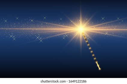 Special lens flash, light effect. The flash flashes rays and searchlight. White glowing light. Beautiful star Light from the rays. The sun is backlit. Bright beautiful star. Sunlight. Glare. 