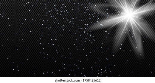 flash especial de lente, efecto de luz. El flash parpadea los rayos y la luz reflectante. Hermosa estrella Luz de los rayos. El sol está retroiluminado. Hermosa estrella brillante.