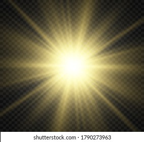 Special lens flash, light effect. The flash flashes rays and searchlight. illust.White glowing light. Beautiful star Light from the rays. The sun is backlit. Bright beautiful star. Sunlight. Glare.