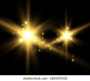 Special lens flash, light effect. The flash flashes rays and searchlight. illust.White glowing light. Beautiful star Light from the rays. The sun is backlit. Bright beautiful star. Sunlight. Glare.