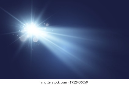 flash especial de lente, efecto de luz. El flash parpadea los rayos y la luz reflectante. Lámpara. Luz blanca brillante. Hermosa estrella Luz de los rayos. El sol está retroiluminado. Hermosa estrella brillante. Luz solar. Glare.